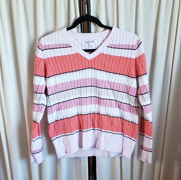 croft & barrow Tops - Croft & Barrow size M coral/pink/white sweater